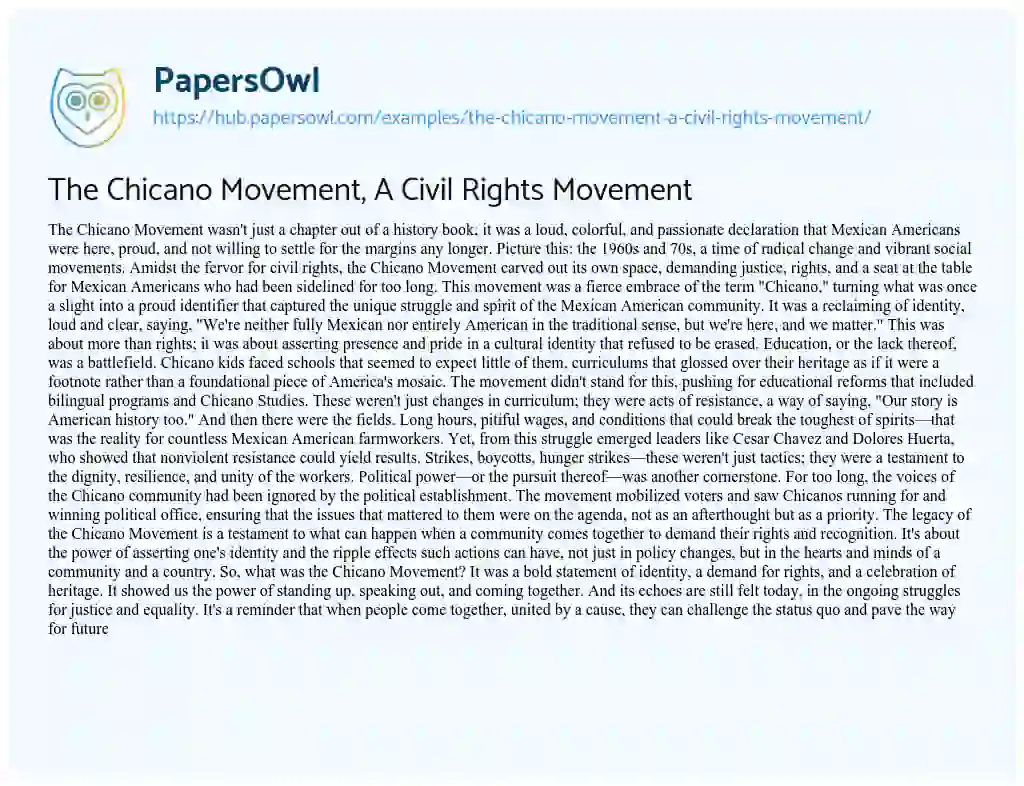 Essay on The Chicano Movement, A Civil Rights Movement