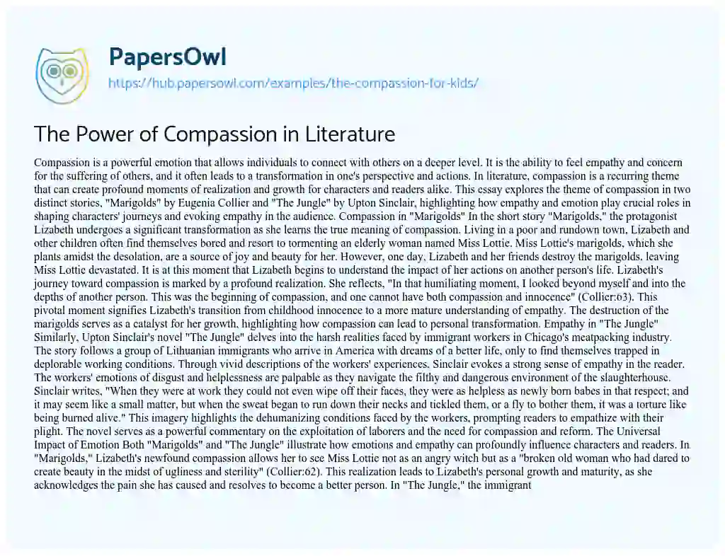 Essay on The Power of Compassion in Literature