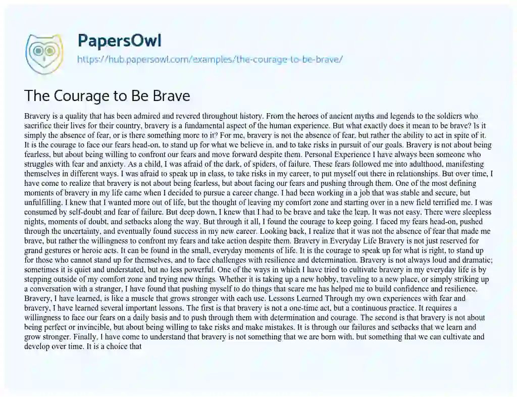 Essay on The Courage to Be Brave
