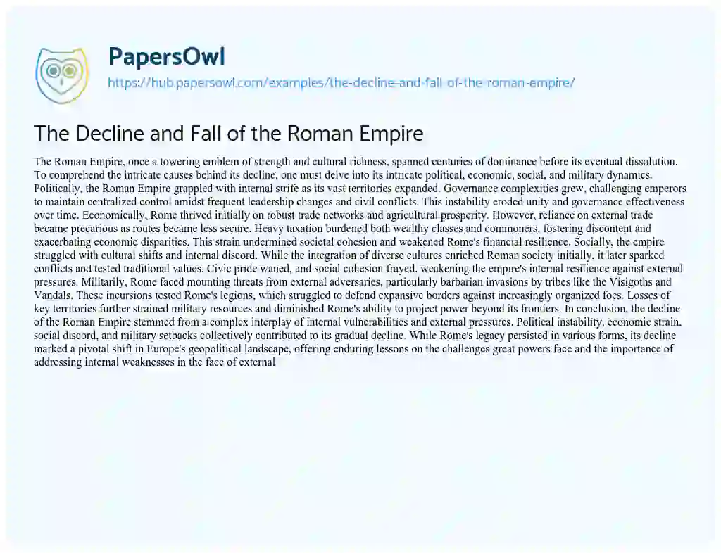 Essay on The Decline and Fall of the Roman Empire
