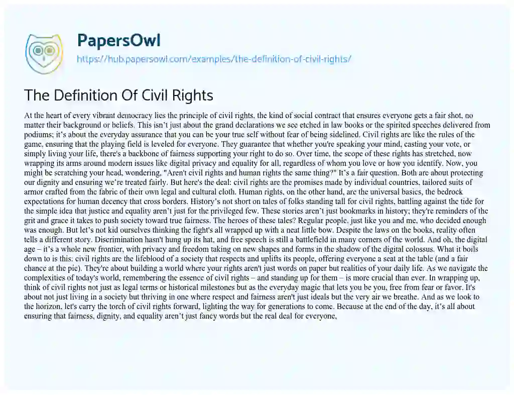 Essay on The Definition Of Civil Rights