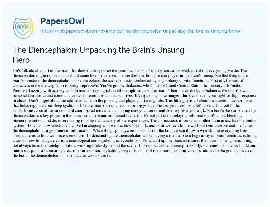 Essay on The Diencephalon: Unpacking the Brain’s Unsung Hero
