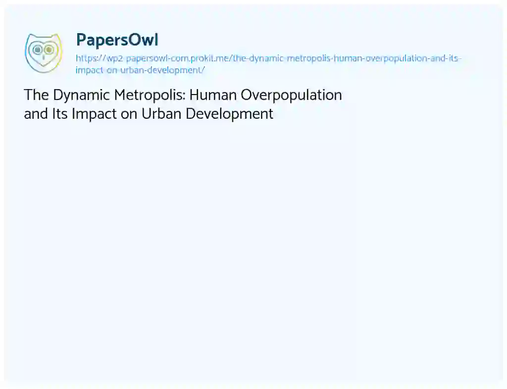 Essay on The Dynamic Metropolis: Human Overpopulation and Its Impact on Urban Development