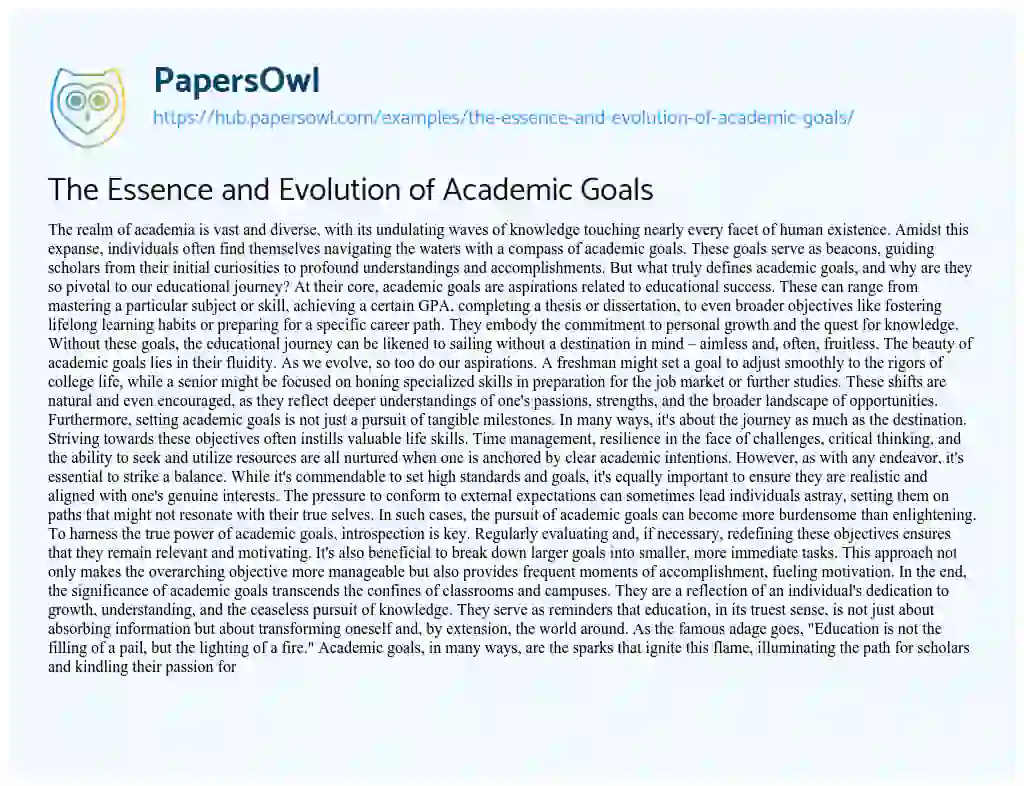Essay on The Essence and Evolution of Academic Goals