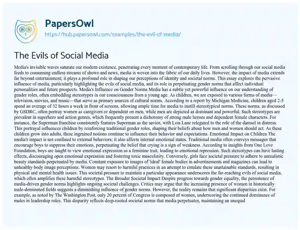 Essay on The Evils of Social Media