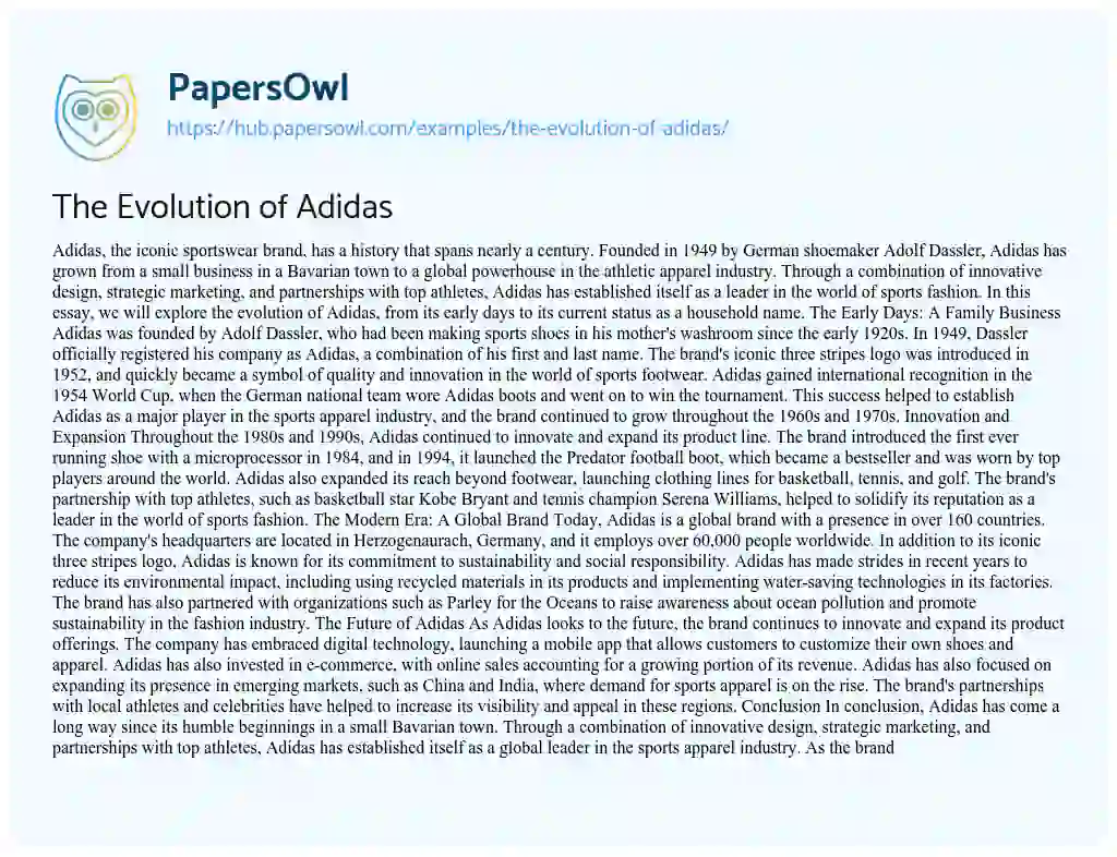 Essay on The Evolution of Adidas