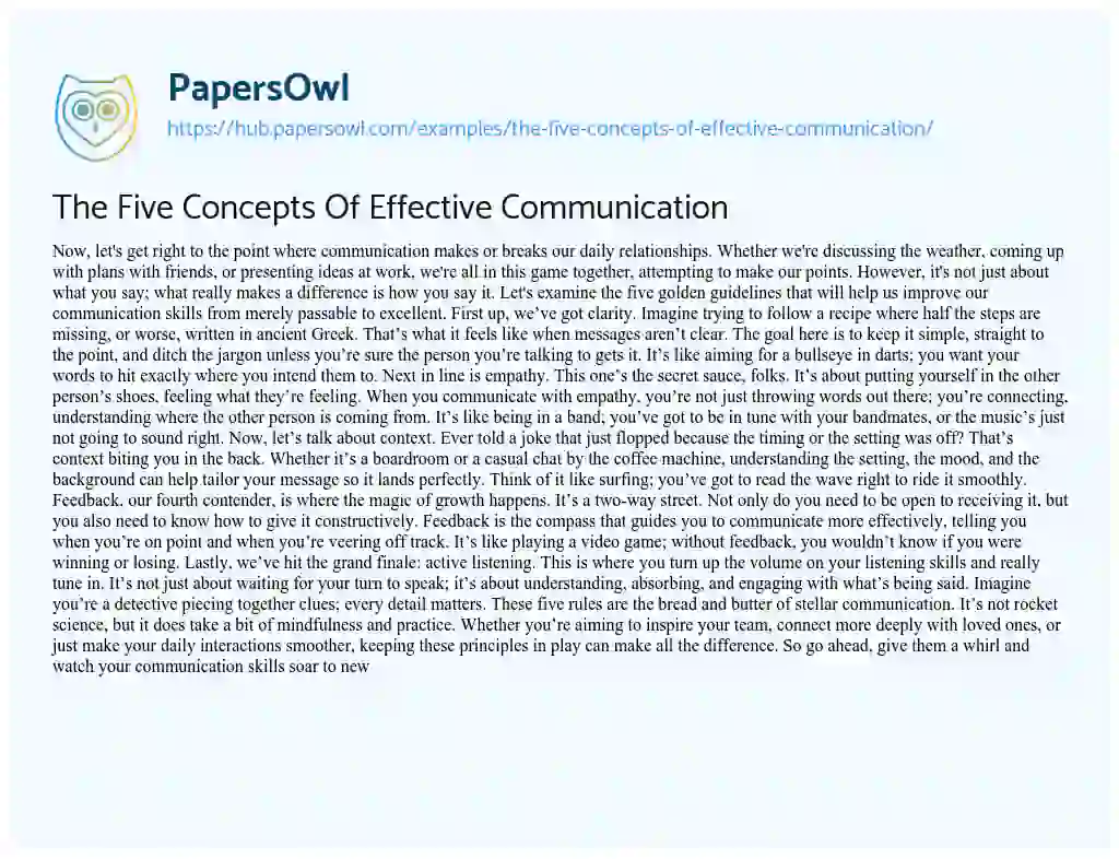 Essay on The Five Concepts Of Effective Communication