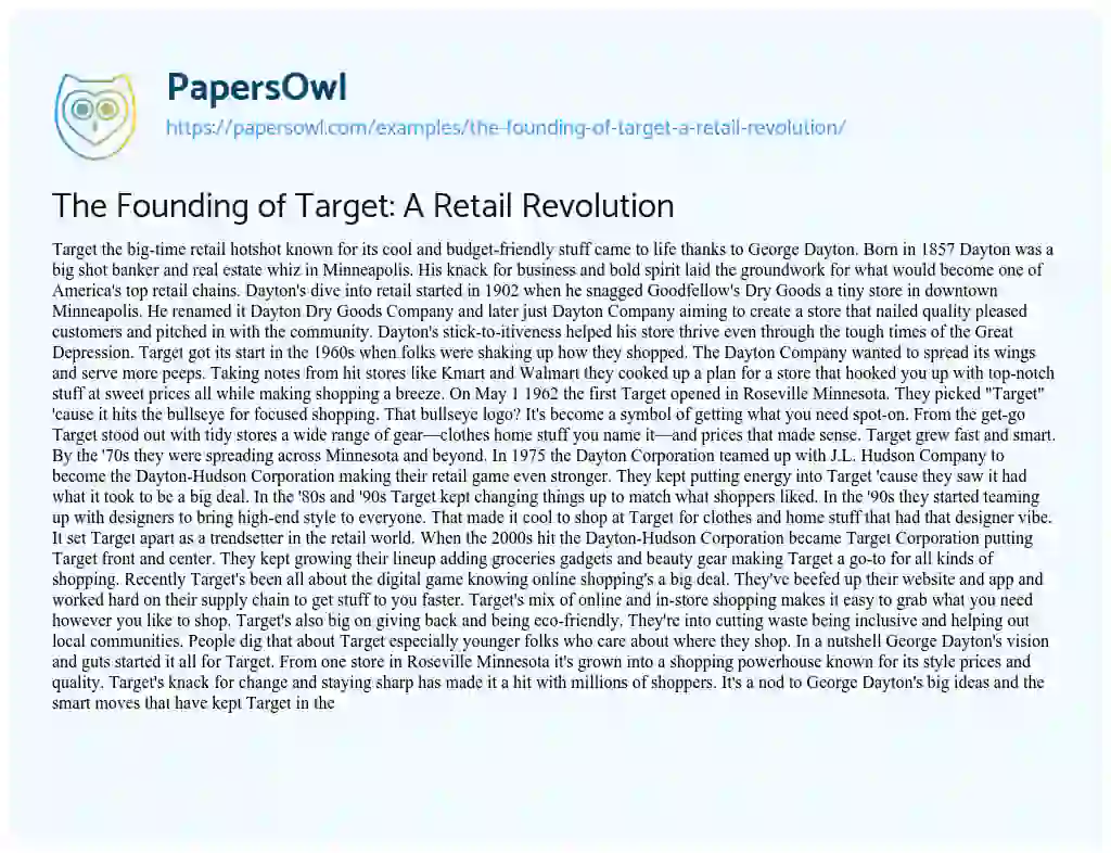 Essay on The Founding of Target: A Retail Revolution