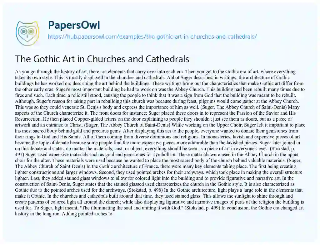 Essay on The Gothic Art in Churches and Cathedrals