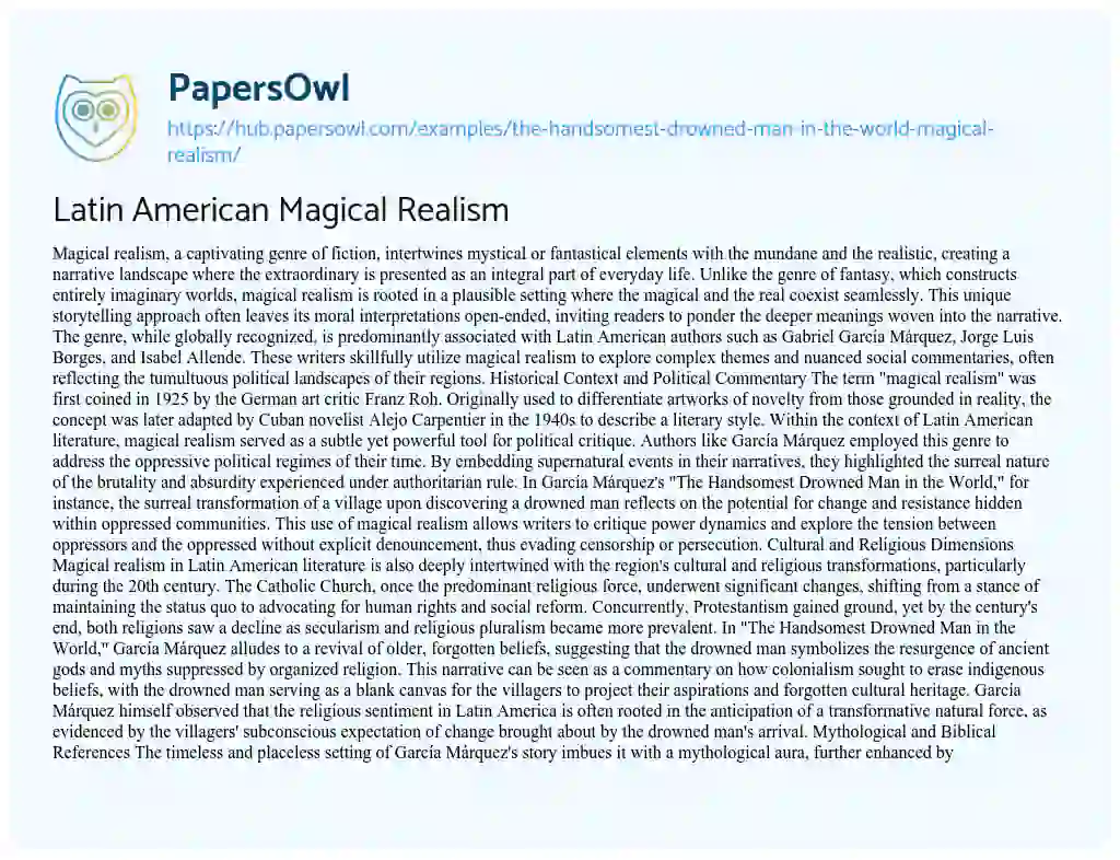 Essay on Latin American Magical Realism