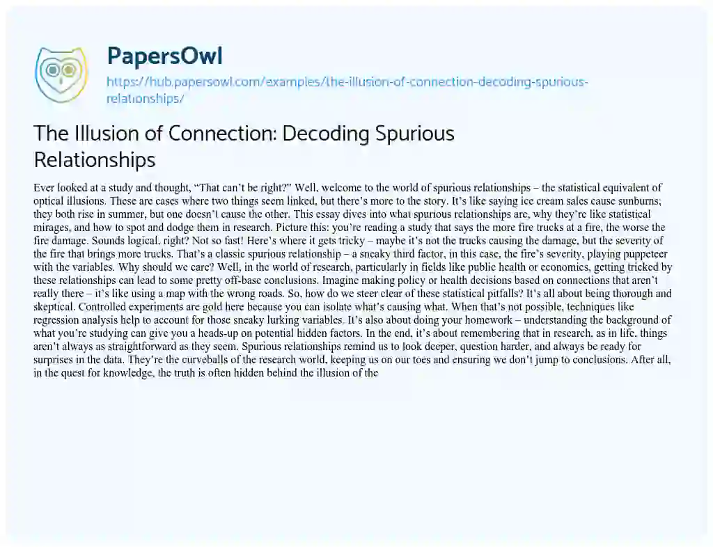 Essay on The Illusion of Connection: Decoding Spurious Relationships
