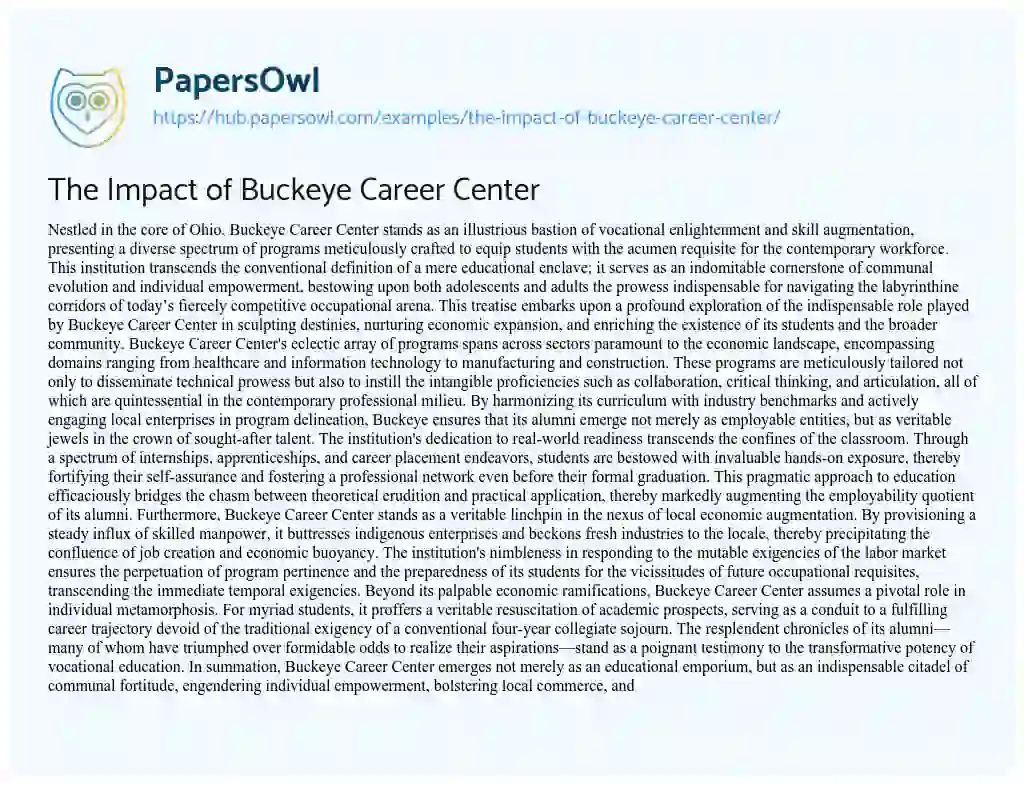 Essay on The Impact of Buckeye Career Center