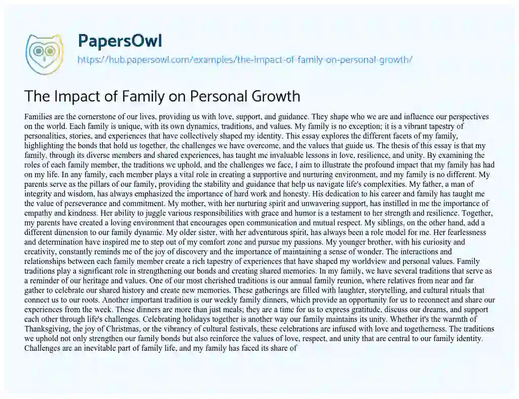 Essay on The Impact of Family on Personal Growth