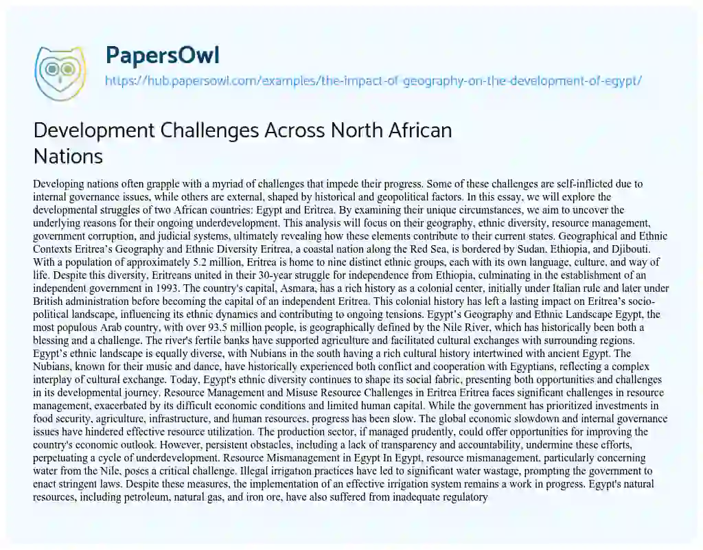 Essay on Development Challenges Across North African Nations