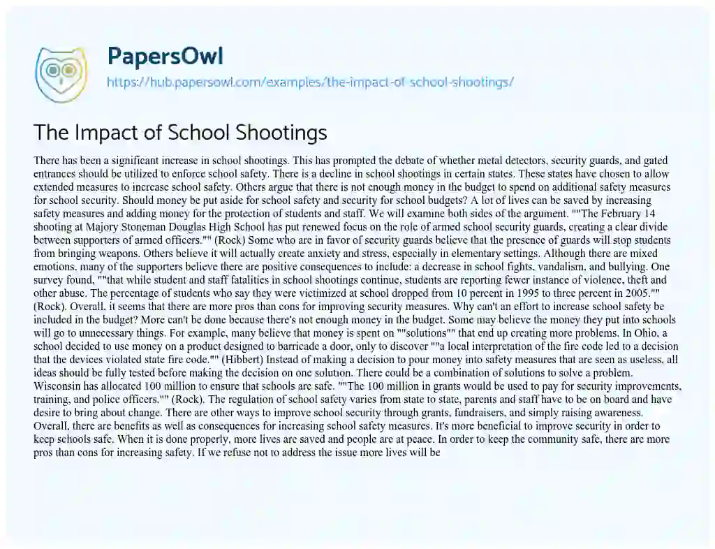 Essay on The Impact of School Shootings