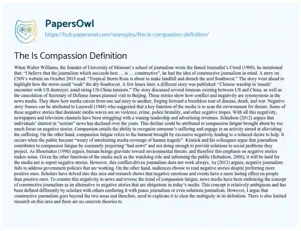 Essay on The Is Compassion Definition