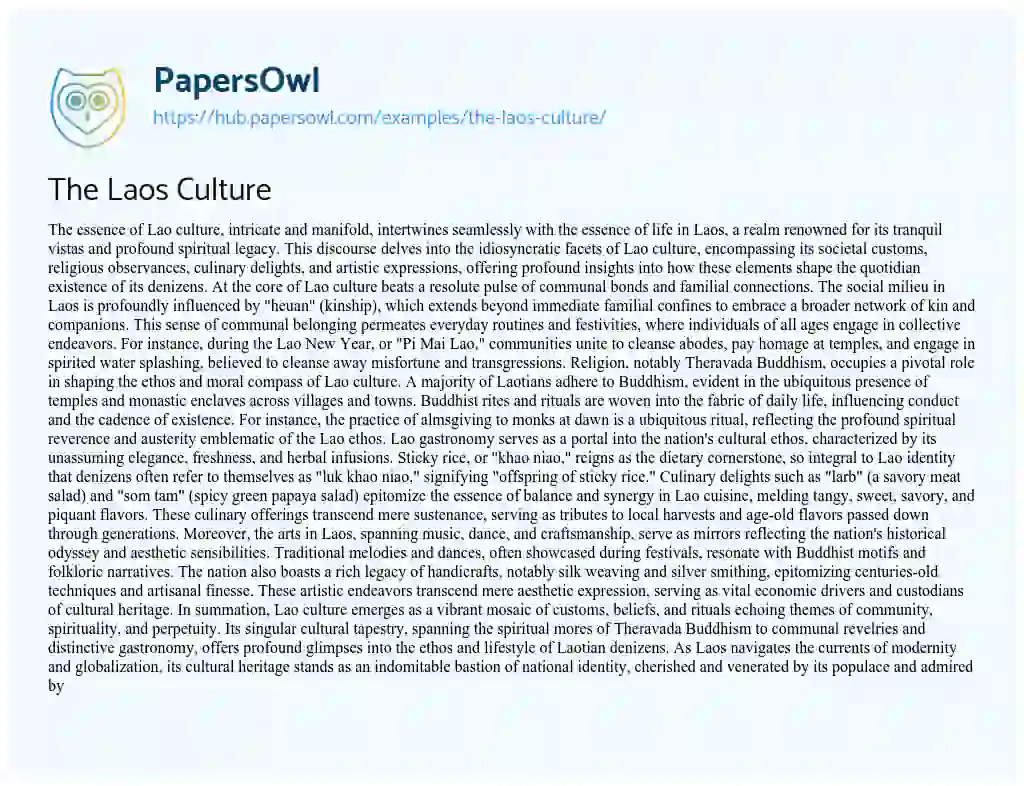 Essay on The Laos Culture