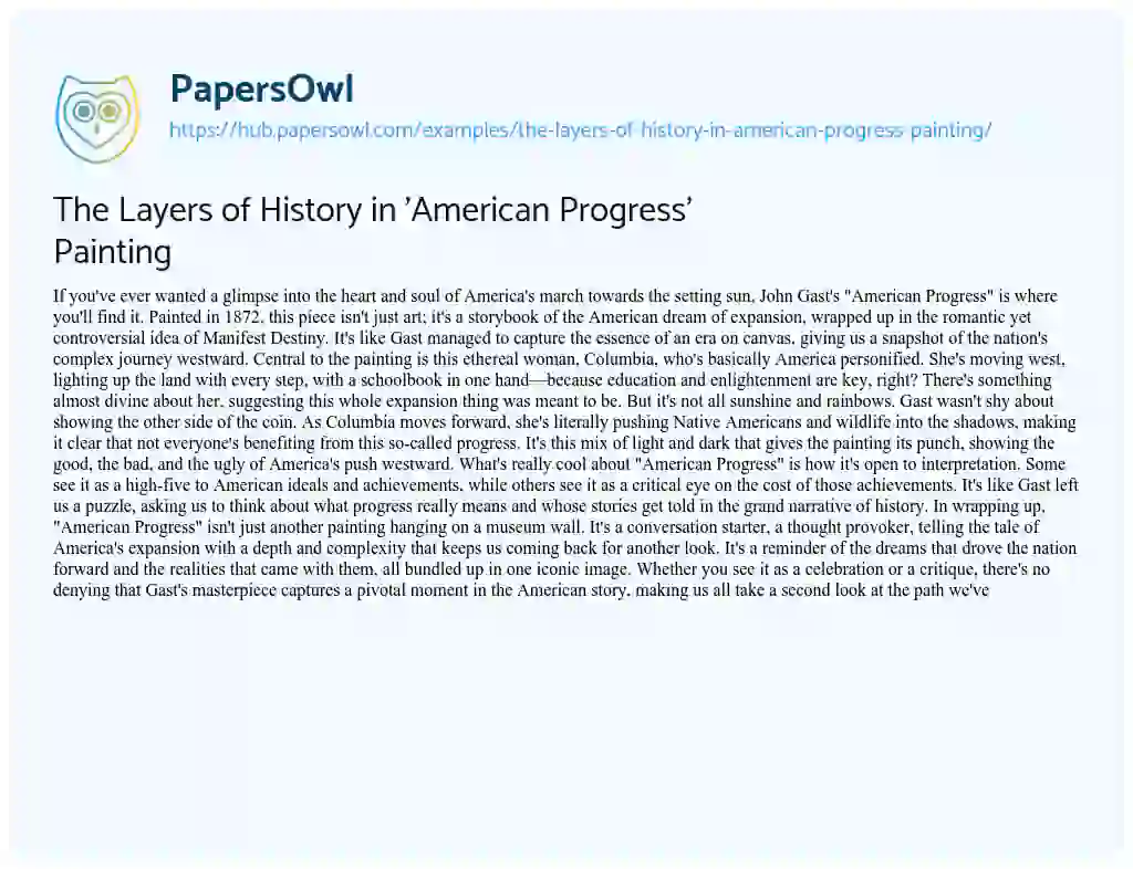 Essay on The Layers of History in ‘American Progress’ Painting
