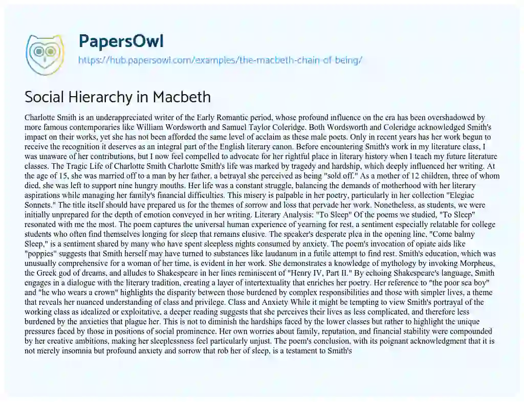 Essay on Social Hierarchy in Macbeth