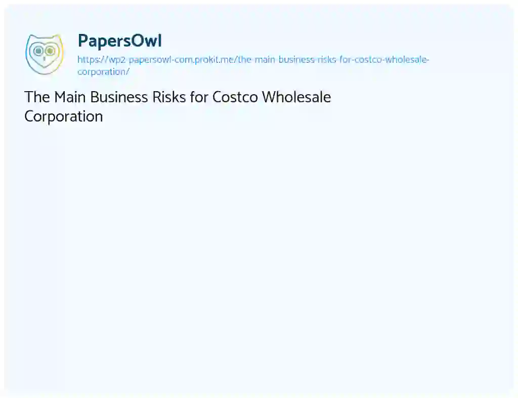 Essay on The Main Business Risks for Costco Wholesale Corporation