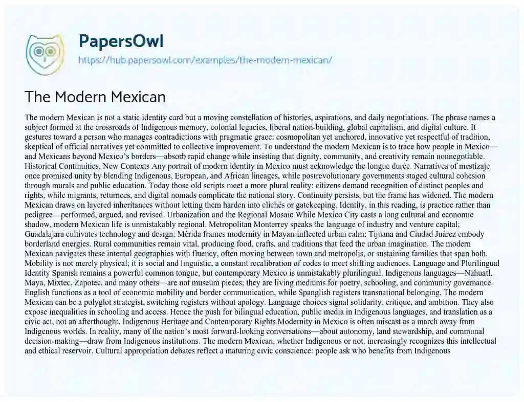 Essay on The Modern Mexican