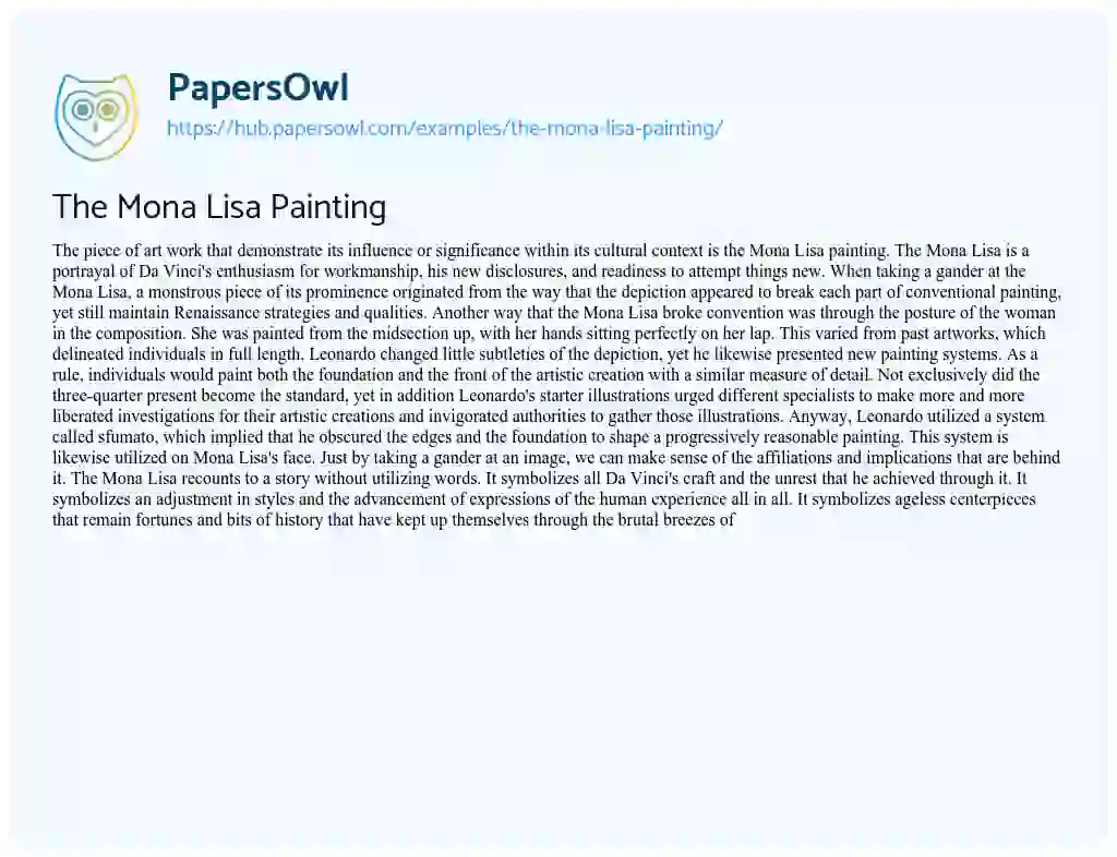 Essay on The Mona Lisa Painting