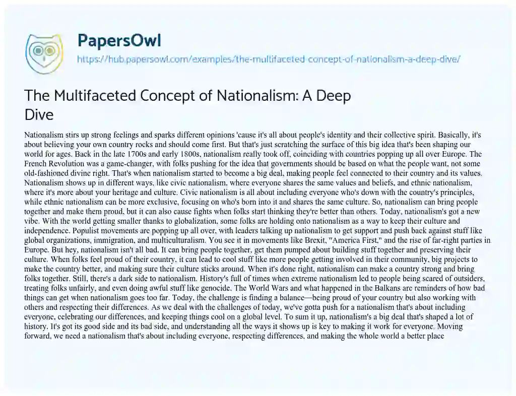 Essay on The Multifaceted Concept of Nationalism: A Deep Dive
