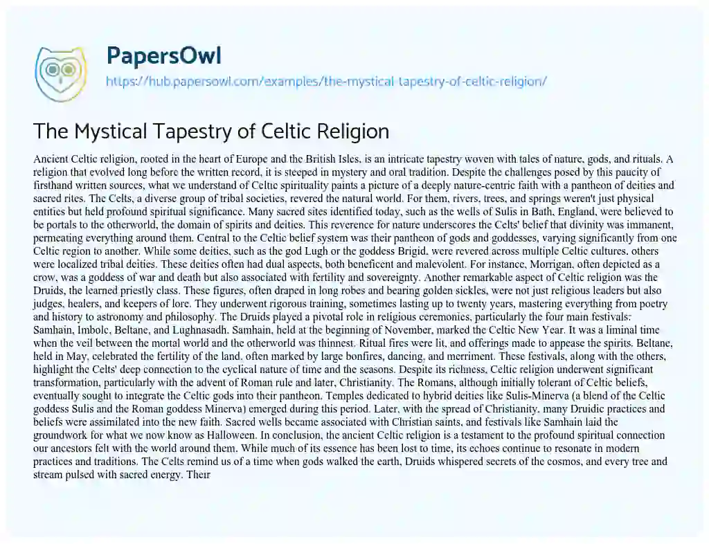 Essay on The Mystical Tapestry of Celtic Religion