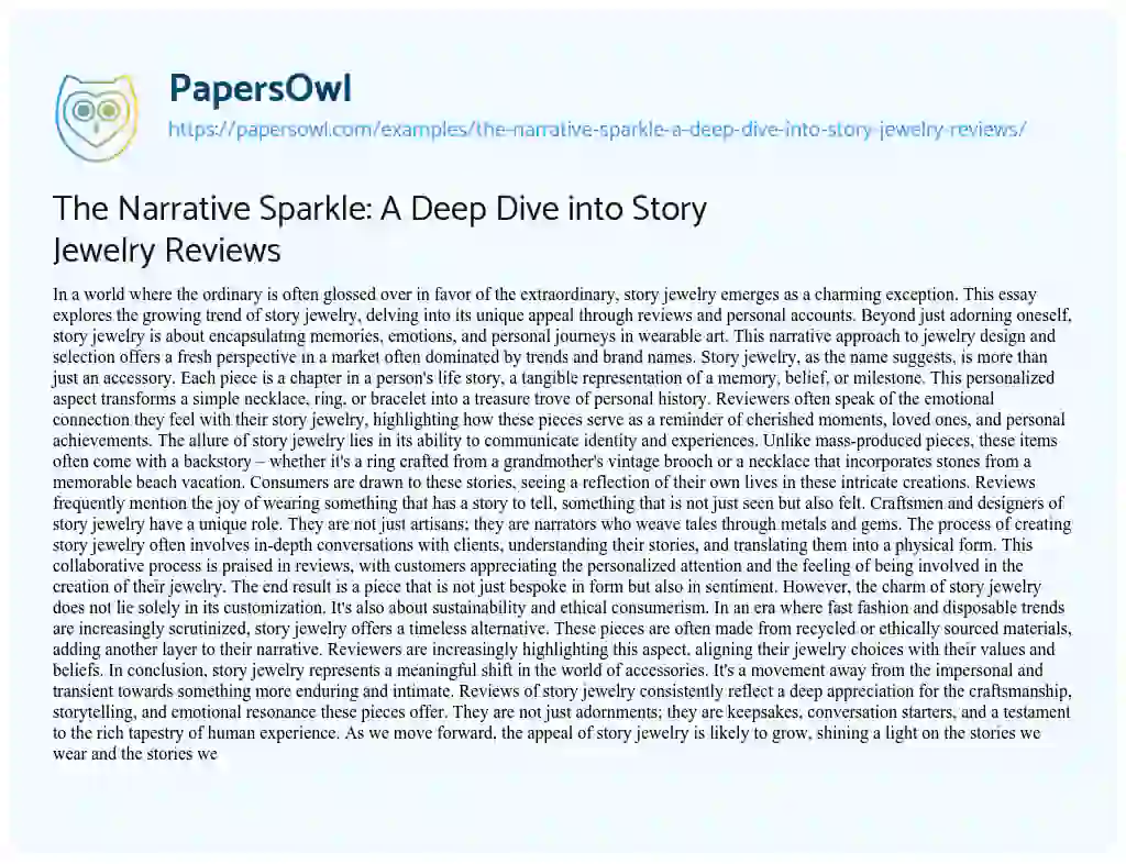 Essay on The Narrative Sparkle: A Deep Dive into Story Jewelry Reviews