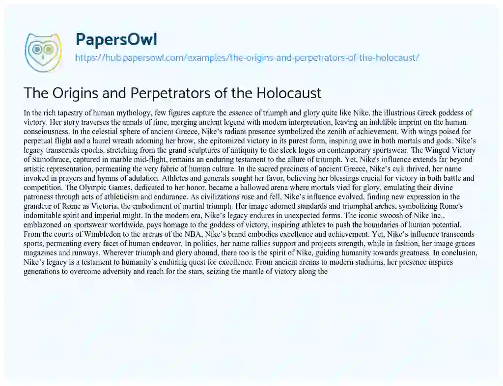 Essay on The Origins and Perpetrators of the Holocaust