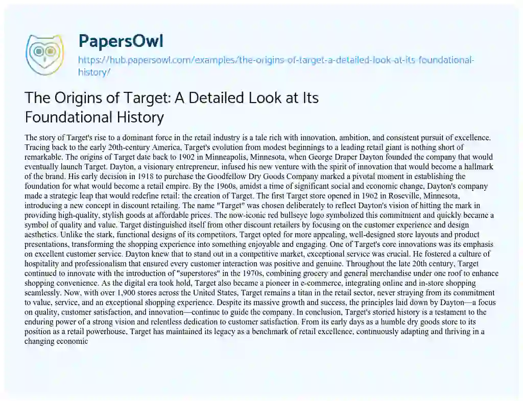 Essay on The Origins of Target: A Detailed Look at Its Foundational History
