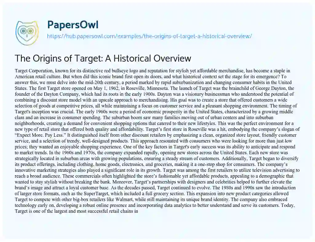 Essay on The Origins of Target: A Historical Overview