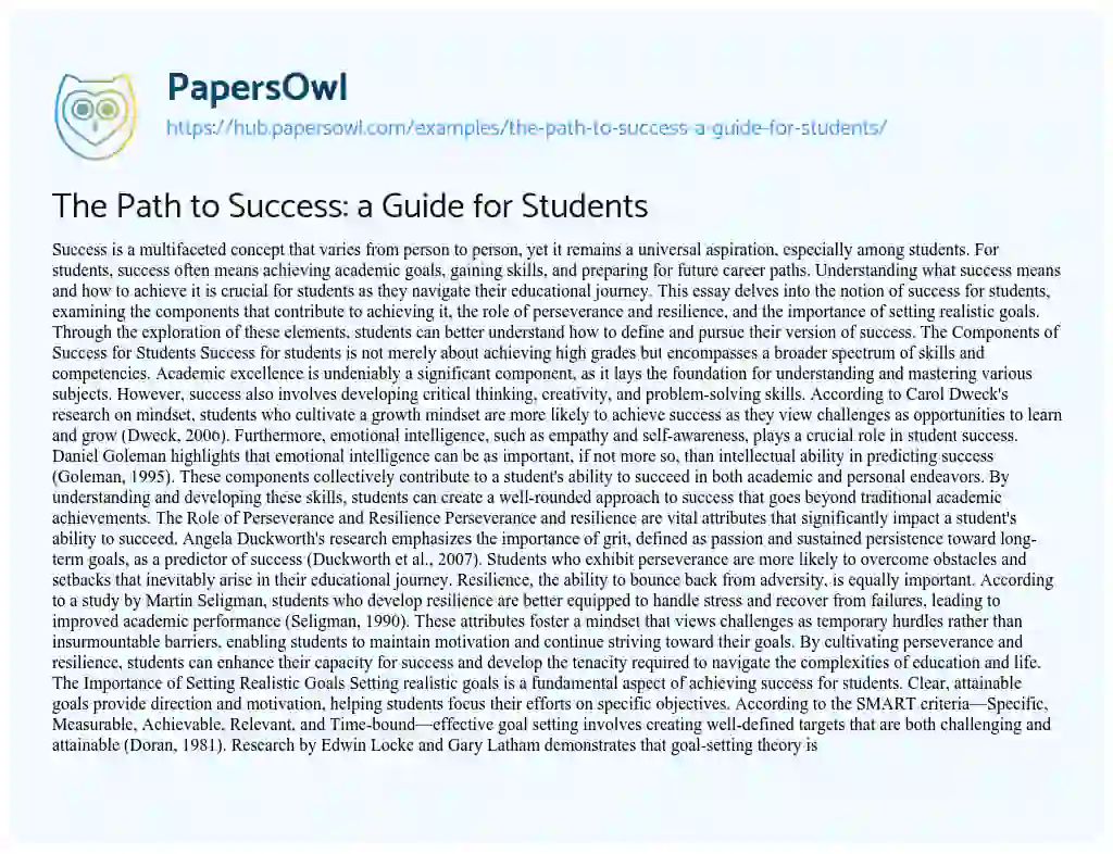Essay on The Path to Success: a Guide for Students