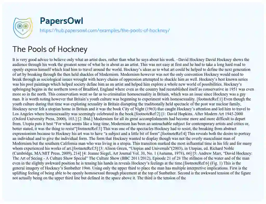 Essay on The Pools of Hockney
