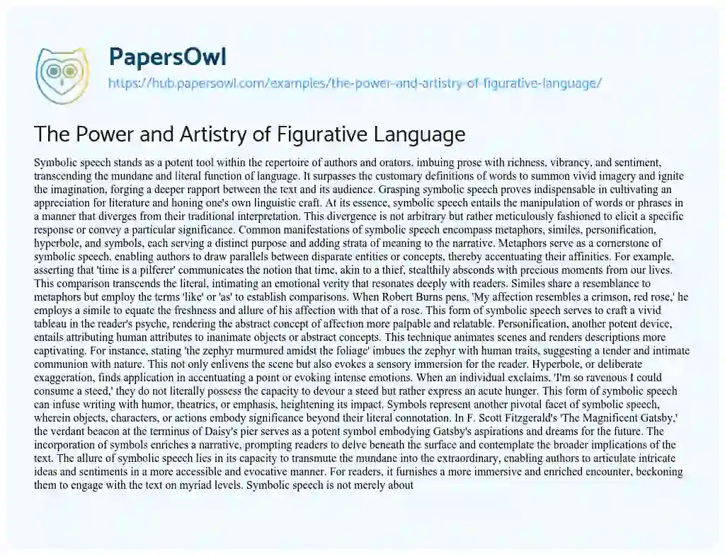Essay on The Power and Artistry of Figurative Language