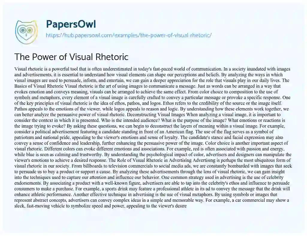 Essay on The Power of Visual Rhetoric