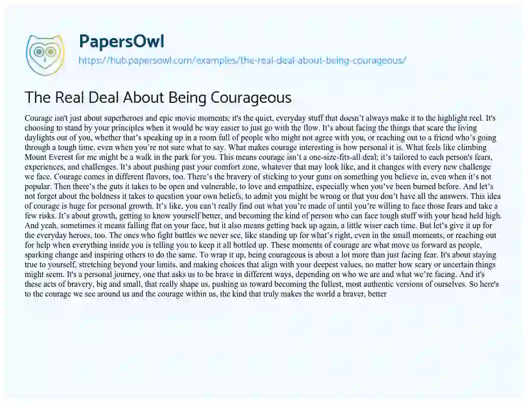 Essay on The Real Deal About Being Courageous