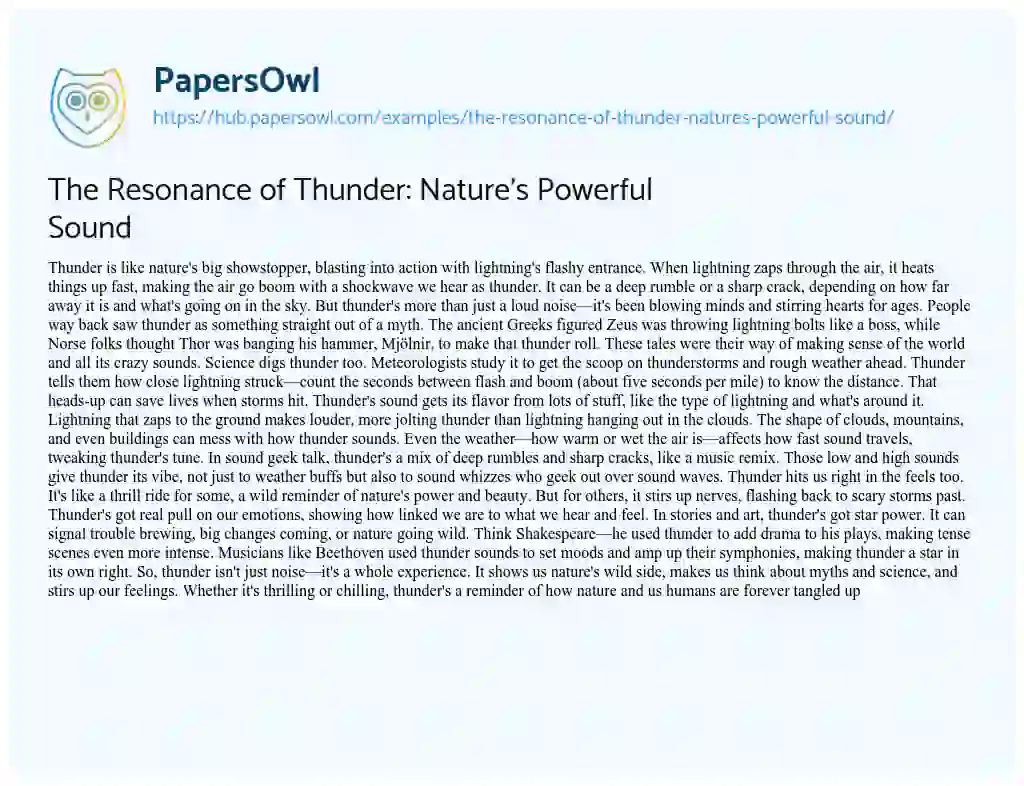 Essay on The Resonance of Thunder: Nature’s Powerful Sound