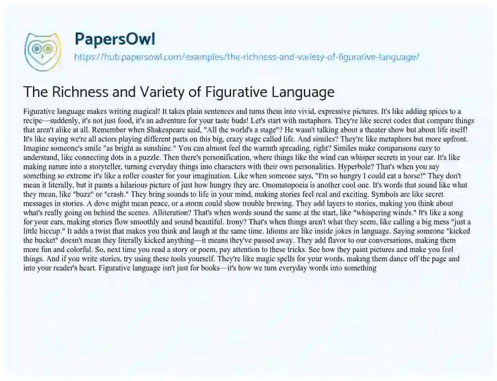 Essay on The Richness and Variety of Figurative Language