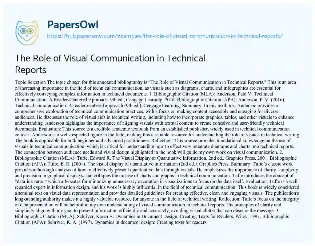 Essay on The Role of Visual Communication in Technical Reports