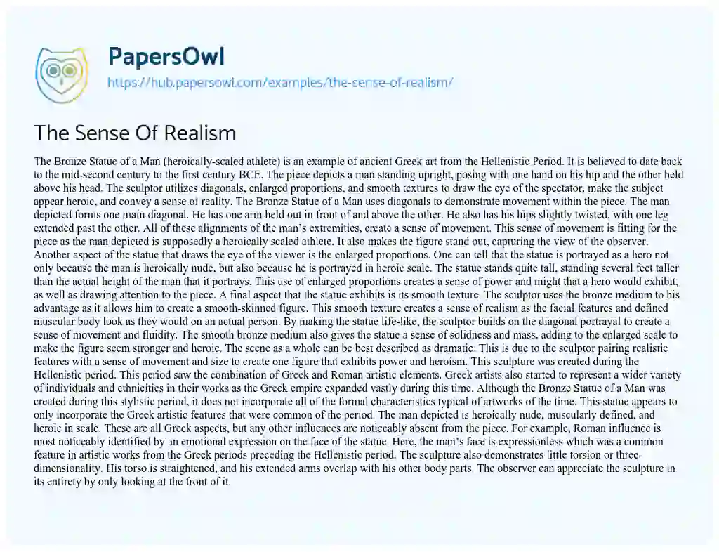 Essay on The Sense Of Realism