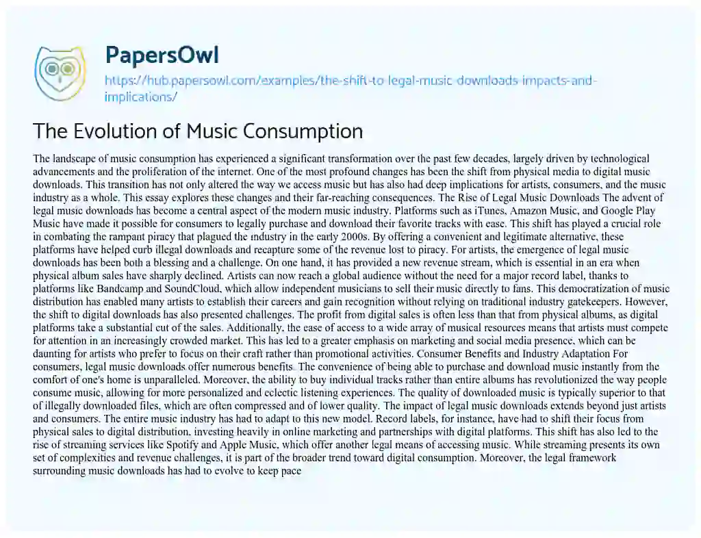 Essay on The Evolution of Music Consumption