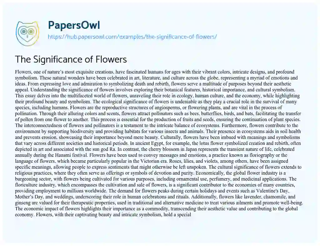 Essay on The Significance of Flowers