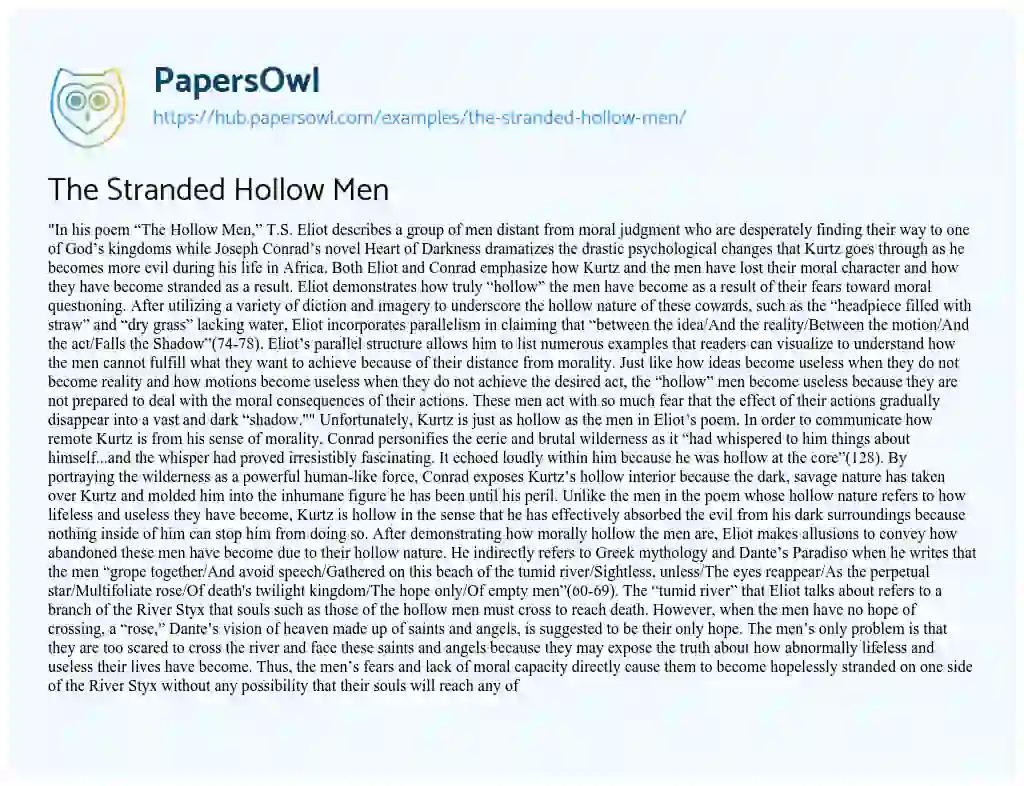 Essay on The Stranded Hollow Men