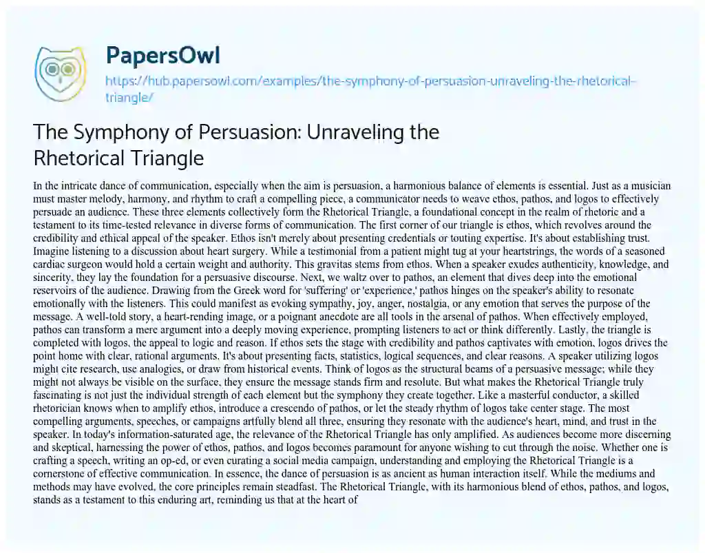 Essay on The Symphony of Persuasion: Unraveling the Rhetorical Triangle