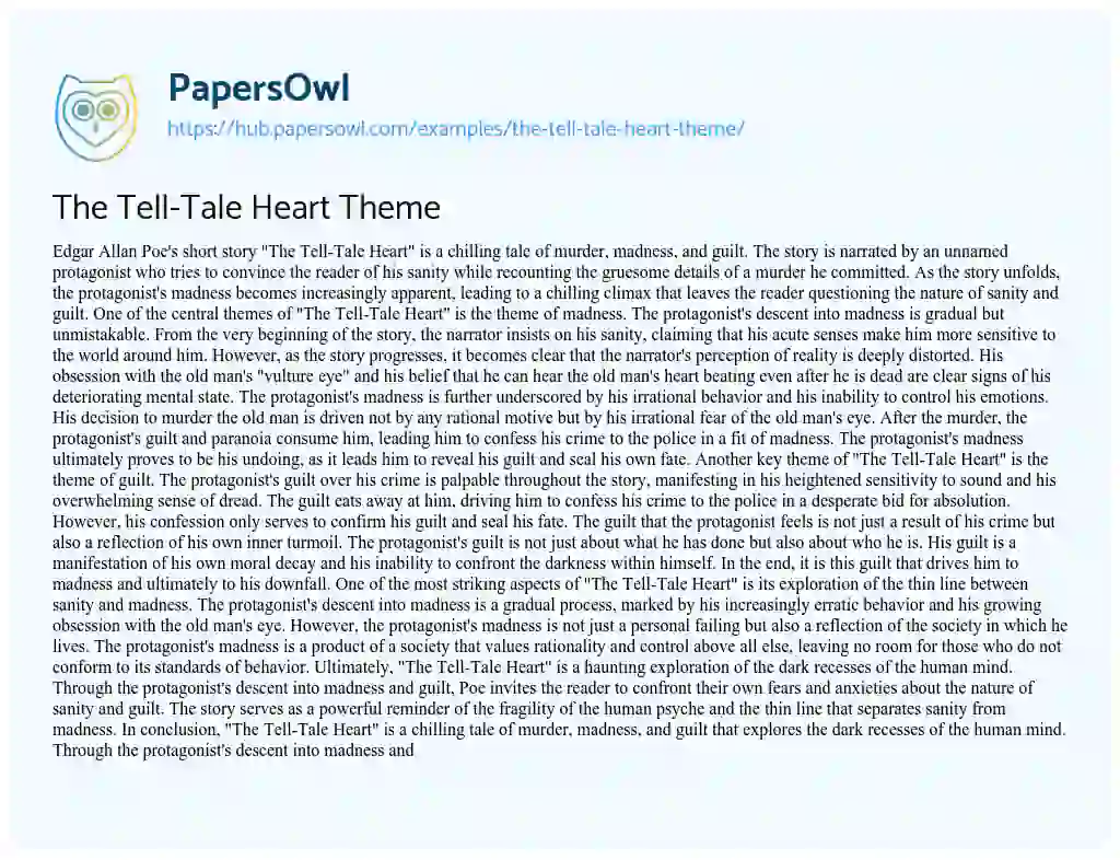 Essay on The Tell-Tale Heart Theme