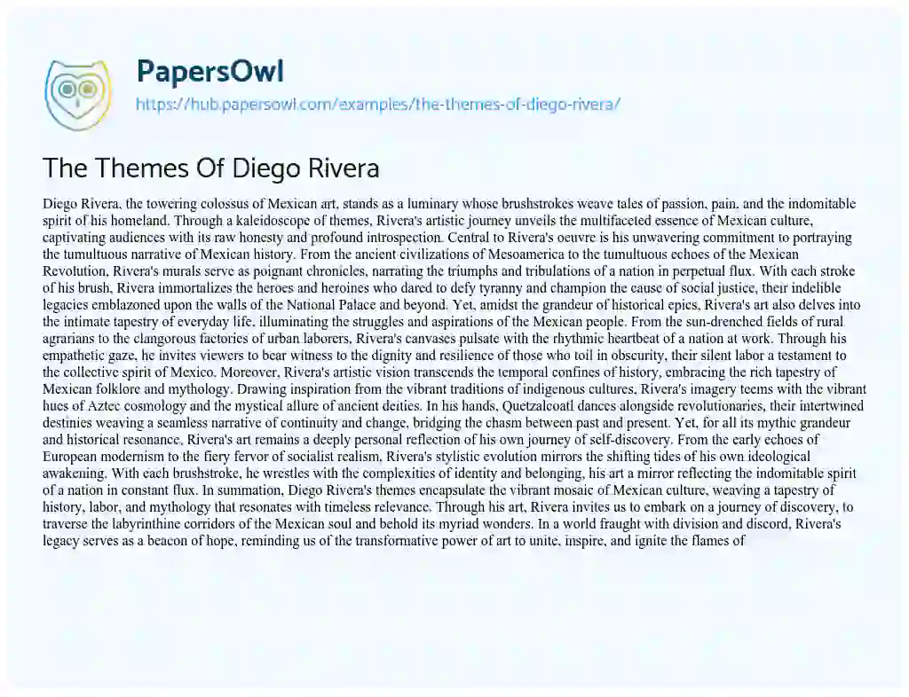 Essay on The Themes Of Diego Rivera