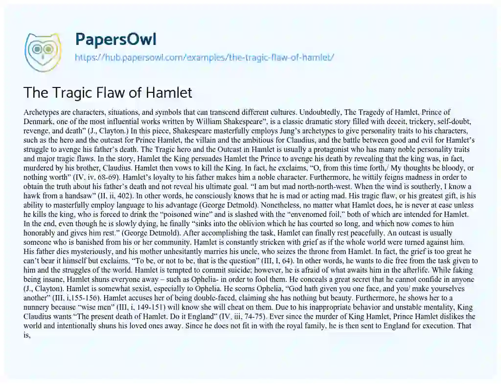 Essay on The Tragic Flaw of Hamlet
