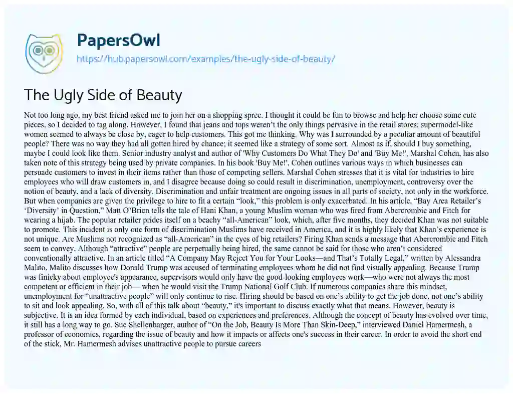 Essay on The Ugly Side of Beauty