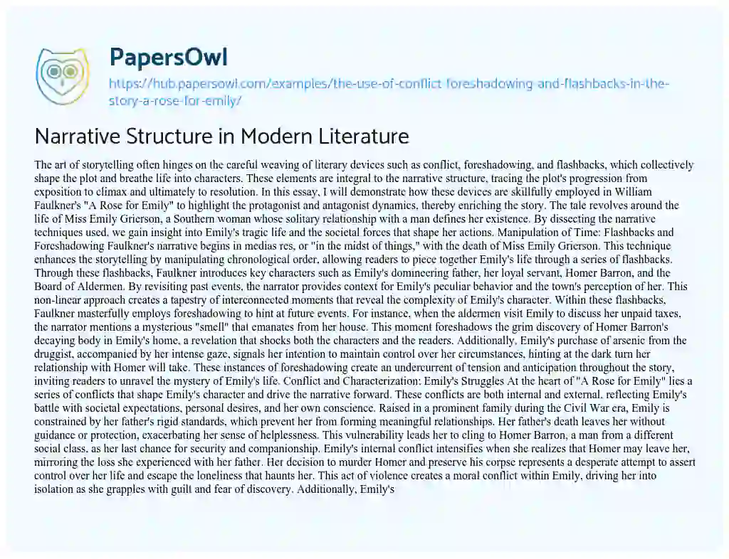 Essay on Narrative Structure in Modern Literature